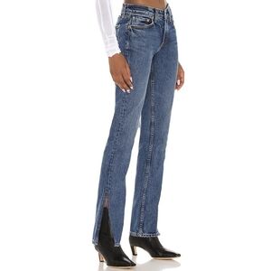 GRLFRND Hailey Low Rise Slim Boot With Slit Denim Jeans in East Village